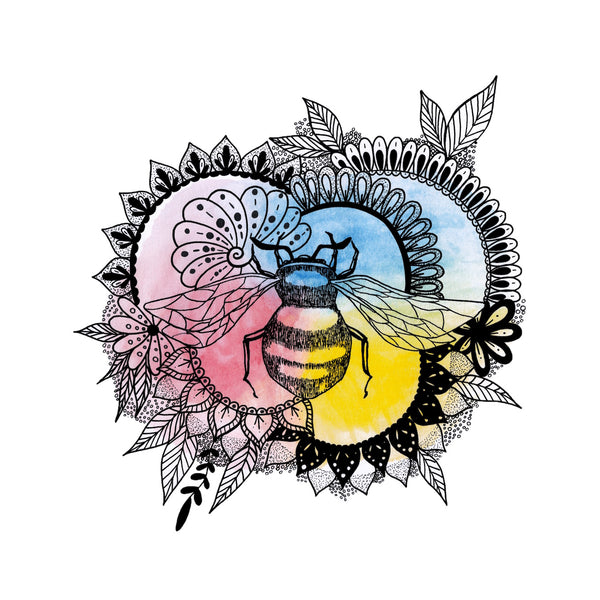 Bee Mandala Floral Art Print