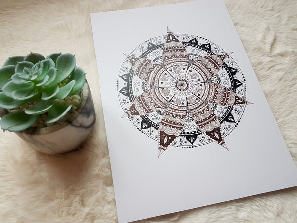 Intricate Sepia Mandala Art Print