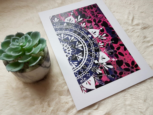 Pink Floral Mandala Art Print